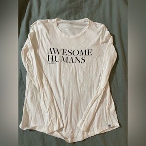 FIGS awesome humans long sleeve white shirt